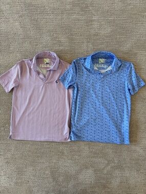 2 Boys Tailorbyrd Kids Performance Polos - Light Pink & Light Blue Size M 10/12
